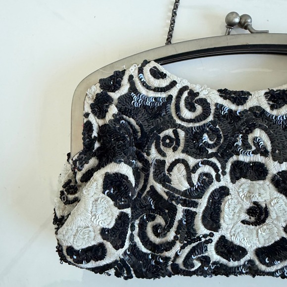 Y2K White House Black Market Floral Sequined Clutch - Picture 2 of 5